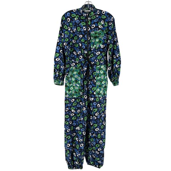 Diane Von Furstenberg Target Jumpsuit Nylon XXS Retro Funky Animal Print Blue - Picture 1 of 9